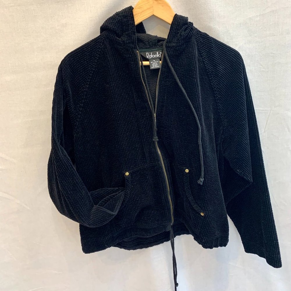 Black Corduroy 100 Cotton Zip up Jacket